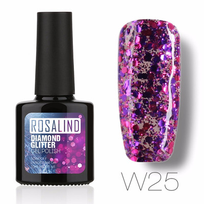 

ROSALIND Gel 1S PBlack Bottle 10ML Diamond Glitter W01-29 Gel Nail Polish Semi Permanent Nail Art UV&LED Soak-Off gel lacquer
