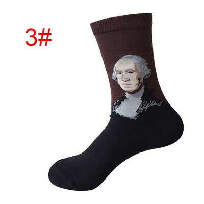 

1 Pair Men&39s Personality Cartoon Cotton Mona Lisa Painting Middle Tube Socks
