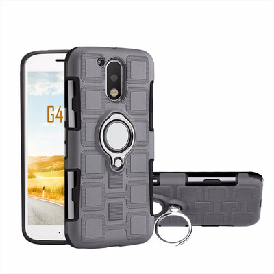 

SHS Phone Case For Motorola Moto G4G4 PlusZ3 Play Luxury Armor Ring Bracket Silicon TPU Lattice texture Protection