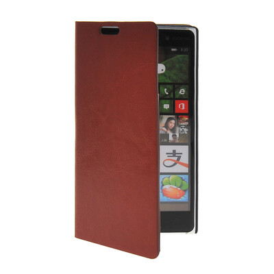 

MOONCASE Slim Leather Side Flip Wallet Card Slot Pouch Stand Shell Back ЧЕХОЛ ДЛЯ Nokia Lumia 830 Brown