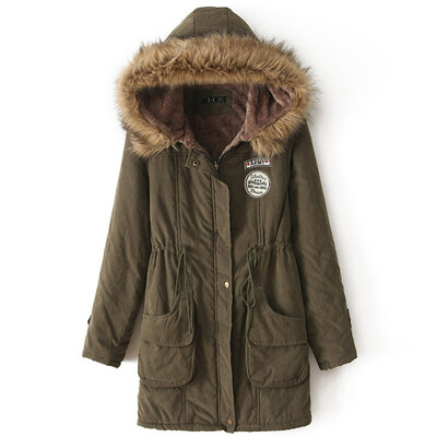 

Thick cotton-padded JacketWinter new arrival fur collar hooded coat womens cotton-padded coat large size