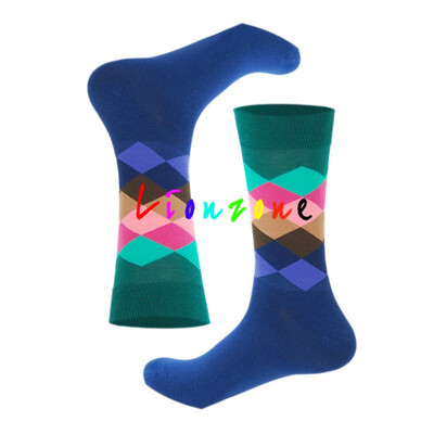 

LIONZONE 2018 Happy Socks Men Women Lovers Lattice Diamond Style Combed Cotton Socks Hip Hop Happy Socks Funny Gift