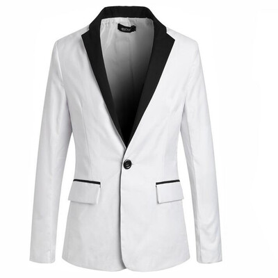 

Zogaa New Mens Suit Casual Slim Black And White Matching Color