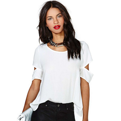 

Naixini Woman'S Cross Cut Back Empty Sleeves Strapless Short-Sleeved Chiffon Shirt