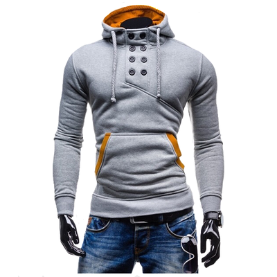 

Zogaa New Men's Hoodie Double-breasted Short Slim