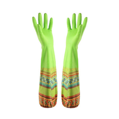 

UpperX Long Sleeve Dishwashing Gloves Cleaning Household Rubber Gloves Keep Warm plush Car Washing Glovesgreen Chinese style