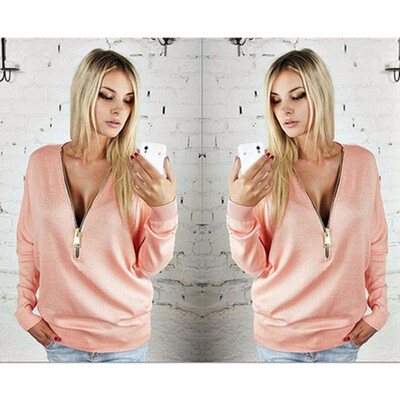 

Sexy deep V bat sleeve long-sleeved T-shirt