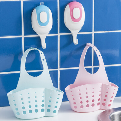 

Ou Runzhe suction cup hook with drain basket button suction cup nail-free seamless hook sink storage hanging basket pink blue 2 suit