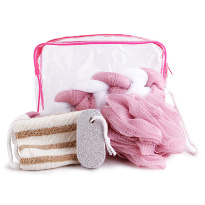 

UYUUE bathing bath cleaning supplies four-piece suit pull back bath flower bath ball bath rubbing foot stone