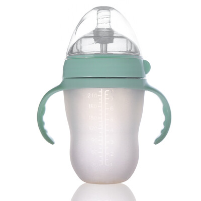 

Tianmei Youke TEENUNIX baby silicone bottle newborn wide-bore bottle with handle with straw drop-proof anti-flatulence baby bottle 250 ml morning fog green