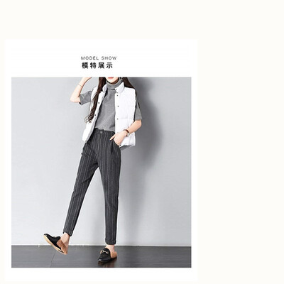 

2017 womens womens summer fashion pants solid color cotton nine pants womens Korean version of the loose tight waist was thin c