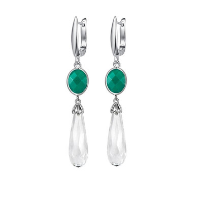 

21Ct Natural Gemstone 925 Sterling Silver Teardrop Dangle Earrings