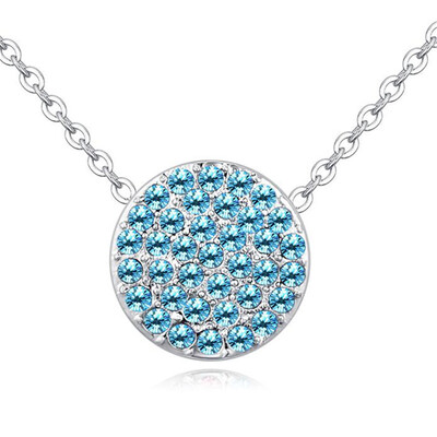 

Colorful Round Pendant Necklace Austrian Crystal Jewelry For Women High Quality Accessories Party Gift White Gold Plated 26715