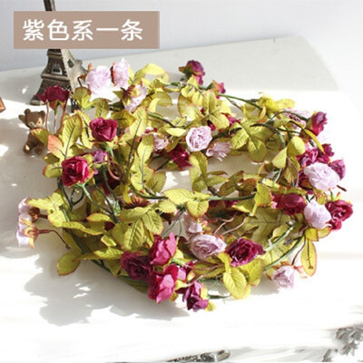 

170cm Artificial Rose Flower Vine Wedding Decorative Real Touch Silk Flowers With Green Leaves for Home Hanging Garland Decor