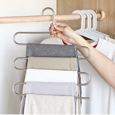 

Maybelline stainless steel multi-function S-type magic pants rack scarf rack belt frame multi-purpose