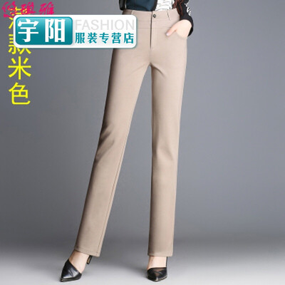 

2018 spring&autumn new waist elastic small straight pants pants middle-aged straight pants large size casual trousers spring