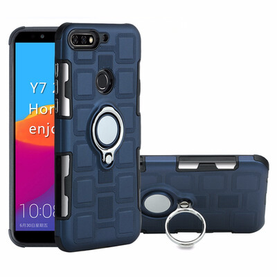 

SHS Phone Case For Huawei Y7 2018Honor 7CEnjoy 8 Luxury Armor Ring Bracket Silicon TPU Lattice texture Protection