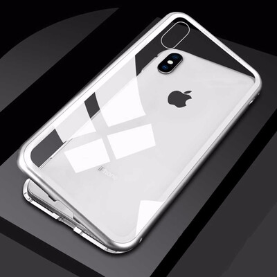 

iPhone X Case magnetic adsorption box slim metal frame built-in magnet flip support wireless charging for iPhone 7 8 plus