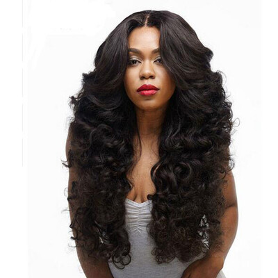 

QianBaiHui Long Wavy Wigs for Women Black Curly Wigs Heat Resistant Synthetic Hair Wig Natural Looking Fashion Wigs with Wig Cap