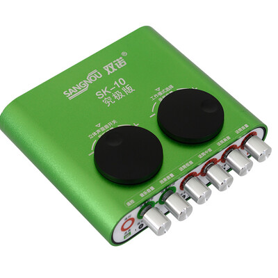 

Double Connaught SK-10 Professional External Sound Card USB Sound Card Notebook Desktop Capacitor Wheat Sound Card Hosted Calling Mac Computer K Song Free Driving Green