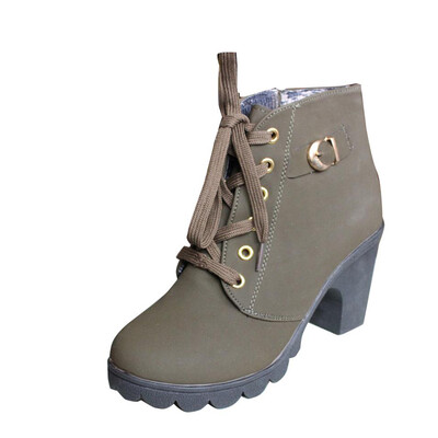 

Womens Wedge High Heels Platform Pump Nubuck PU leather Lace Up Ankle Boot Shoe
