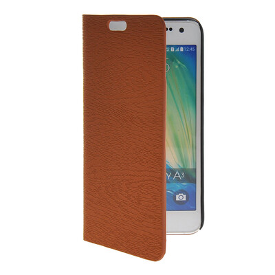 

MOONCASE Slim Leather Side Flip Wallet Card Slot Pouch with Kickstand Shell Back Case Cover for Samsung Galaxy A3 Brown