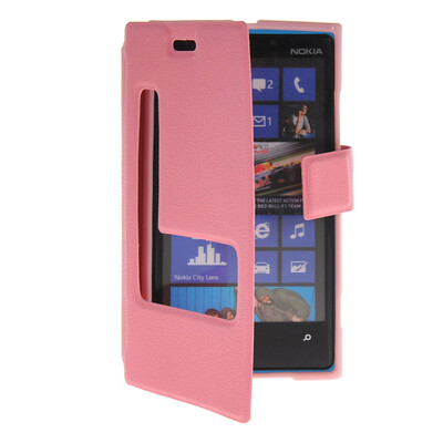 

MOONCASE View Window Leather Side Flip Pouch Stand Shell Back ЧЕХОЛ ДЛЯ Nokia Lumia 920 Pink