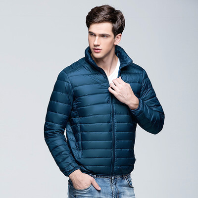 

male light thin short Down Jackets male Stand collar Loose coat Outdoor sport Run Hiking wading