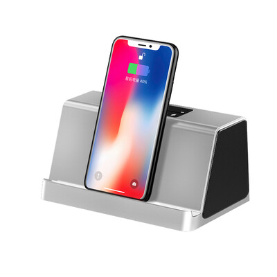 

DAMIX M6 Dual Speaker Bluetooth Speaker QI Wireless Fast Charge Mini Portable Subwoofer Wireless Card Audio Phone Car Computer Speaker Silver
