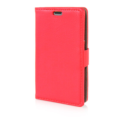 

MOONCASE Litch Skin Leather Side Flip Wallet Card Slot Pouch Stand Shell Back ЧЕХОЛ ДЛЯ Microsoft Lumia 435 Red
