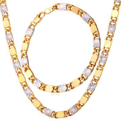 

Two Tone Gold Ethiopian Jewelry Set Wholesale Trendy 18K Gold & Platinum Plated Gold Bracelet Necklace Set For Men Jewelry