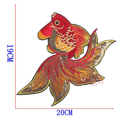 

twilingh Patches Sewing Iron-On Accessories Fish Embroidered Sequined Patches For Clothing