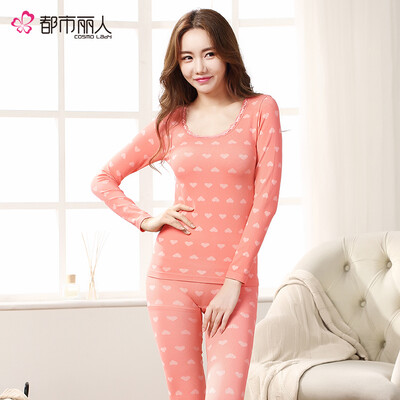 

Cosmo Lady underwear womens warm suit bottoming round neck lace thin section printing seamless close-fitting autumn clothes long pants