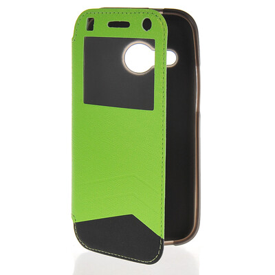 

MOONCASE View Window Leather Side Flip Wallet Card Slot Pouch Stand Soft Shell Case Cover for Htc One Mini 2 ( M8 Mini ) Green