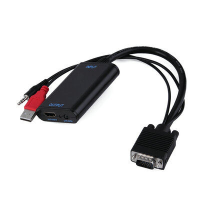 

VGA To HDMI Output 1080P HD + Audio TV AV HDTV PC Video Cable Converter Adapter