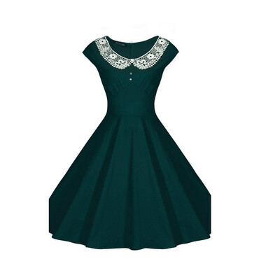 

The Wind Retro Sleeveless Leisi He Put On A Large Waist Skirt Dress