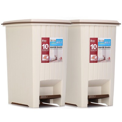 

【Jingdong Supermarket】 Shun Mei 10L trash cans square pedal flip with handle European health barrels SM-2601 two loaded
