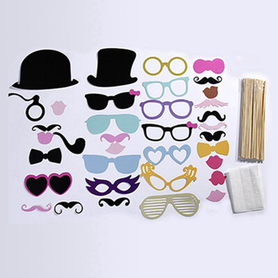 

36Pcs DIY Masks Photo Booth Props Mustache On A Stick Wedding Party Fun Favors