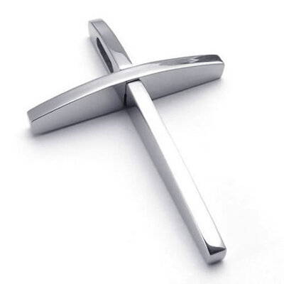 

Hpolw New Fashion Mens&Womens Stainless Steel 316L Silver Polished Cross Pendant Necklace,18-26 inch Chain