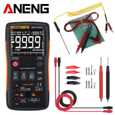 

Q1 Orange True-RMS Digital Multimeter Button 9999 Counting Analog Bar Graph AC DC Voltage Ammeter Current Ohm Automatic Manual