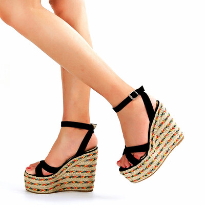 

Women Wedges Sandals Espadrilles Platform Beach high Heel Shoes Ankle Strap peep Toe Pumps