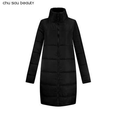 

Chu Sau Beauty 2018 New Winter Trend Fashion Women Black Coat Warm Winter Outfit Long Sleeve Down Coat Long Hooded Karpas
