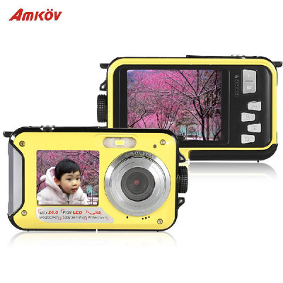 

Amkov Double Dual LCD Display 27" Main Screen HD 24MP 16X Digital Zoom 1080P 30FPS Anti-shake Selfie Self-portrait Digital Camera