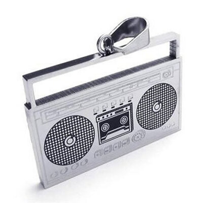 

Hpolw Music Tape Recorder Stainless Steel Hip Hop style Pendants Mens&Womens Necklace,Silver&Black,18-26 inch Chain