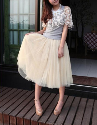 

Women Princess Fairy Princess Style 5 Layers Dress Gauze Bouffant Bohemia Skirt