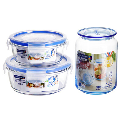 

Jingdong supermarket] Le Meiya Luminarc pure glass fresh box lunch box three sets of mixed