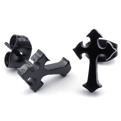 

Hpolw Mens Stainless Steel Cross Stud Earrings Black