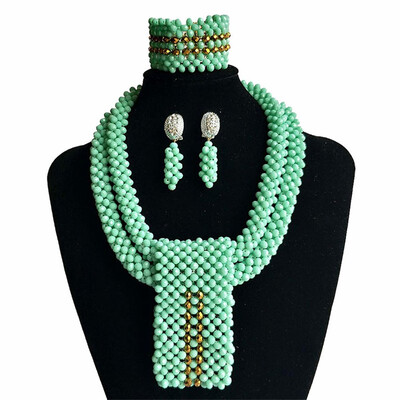 

Fashion Orange Bib Style African Bridal Statement Necklace Nigerian Wedding Crystal Beads Jewelry Set Hand Made Jewelry For Women