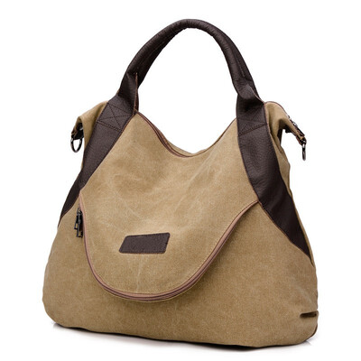 

SMOOZA 2018 Large Pocket Casual Tote Womens Handbag Shoulder Crossbody Handbags Canvas Leather Capacity Bags fashion For Women