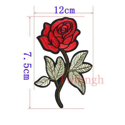 

1 Piece Big Flower Patches Iron on 3D Embroidered Sequined Patch Red Rose Applique Sew On DIY Patch Accessories Clothes Patches